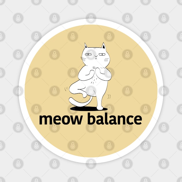 Meow Balance: Cat Yoga in the Tree Pose Magnet by qoohuangyt